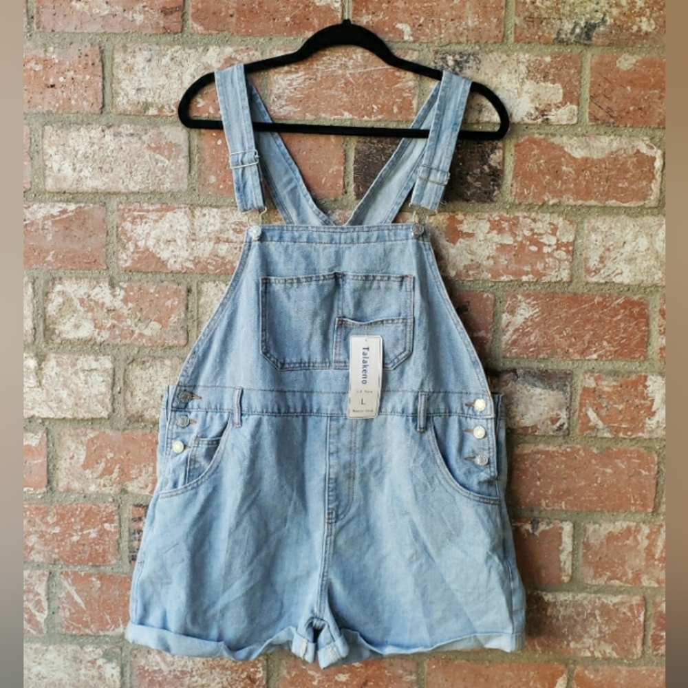 NWT Denim Overall Shorts Large